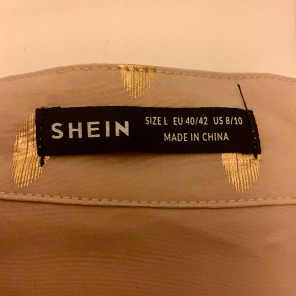 Notched Neck Gold Polka Dotted Tunic Dress Without Belt. New Without Tags - Picture 9 of 11